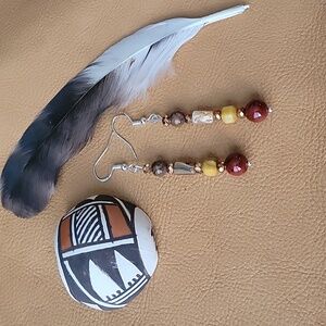 Southwestern Jasper Abalone Varsite Boho Earrings Gift Jewelry